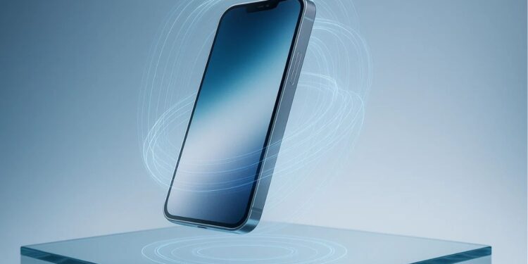 Um celular flutuando sem capinha