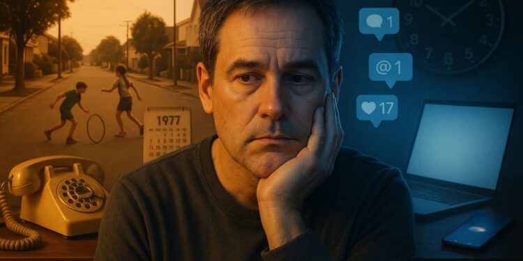 Uma rapaz que nasceu na década de 1960/70 pensando na vida e transição do tempo