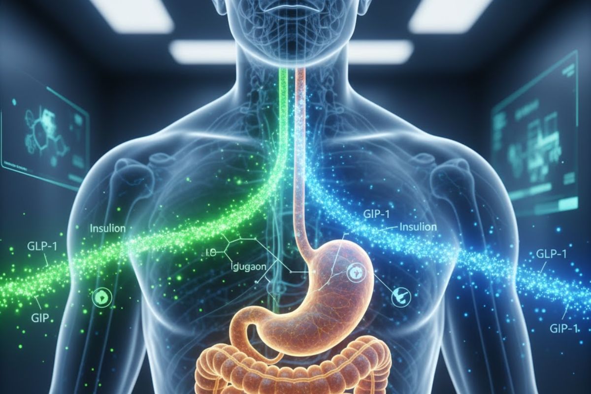 Imagem de um corpo após tomar Tirzepatida