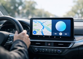 Android Auto 16.0 no painel de um carro