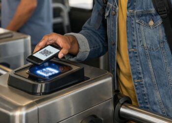 pessoa usando o bilhete digital no celular