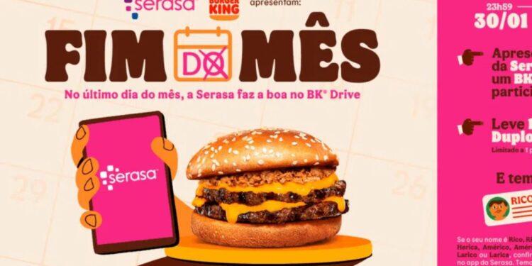 Cartaz de anúncio da promoção do Burger King