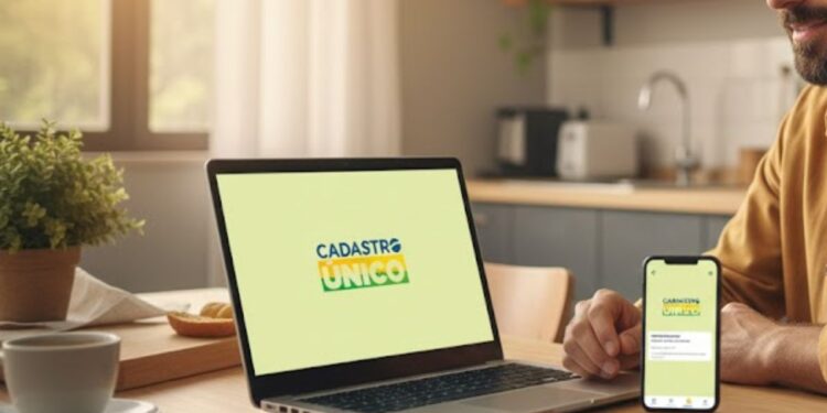 CadÚnico em uma tela de notebook e celular