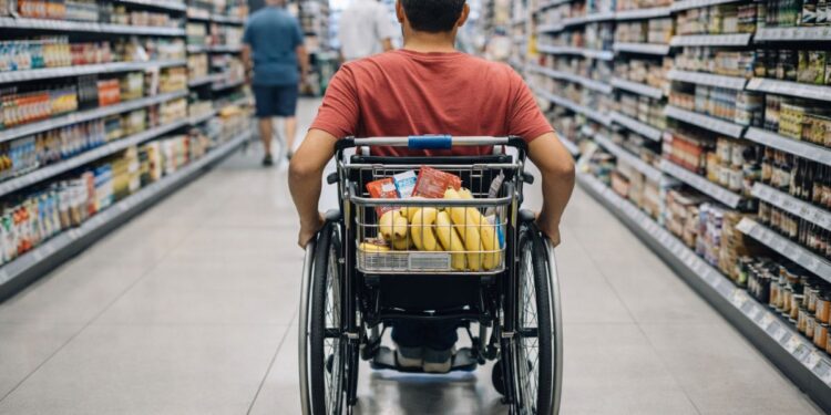 Carrinho de mercado adaptado após nova lei em MS