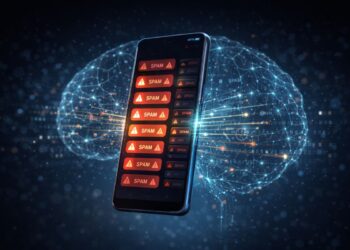 Chamadas de Spam em um celular e a representação do cérebro atrás