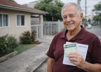 Um senhor reuniu os documentos para comprovar o IPTU