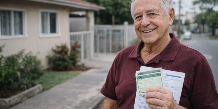 Um senhor reuniu os documentos para comprovar o IPTU