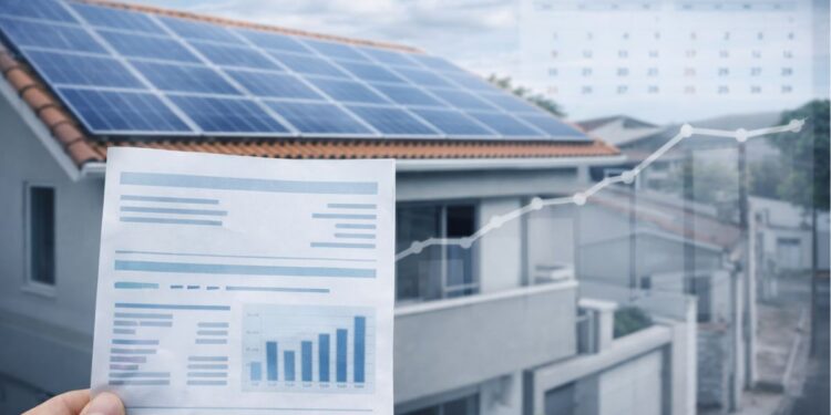 Uma conta representando a alta da energia solar