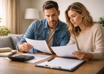 Casal planejando financiamento