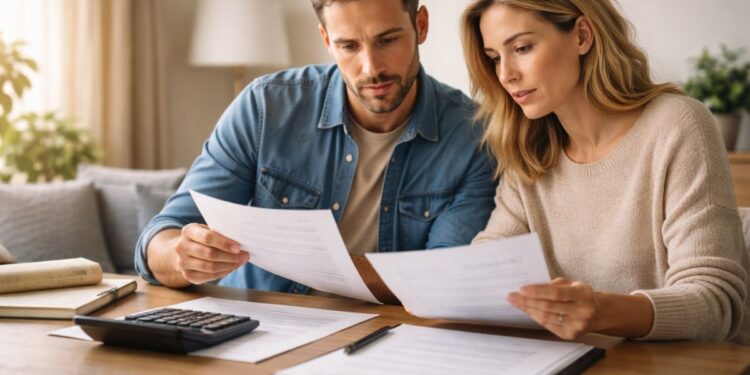 Casal planejando financiamento