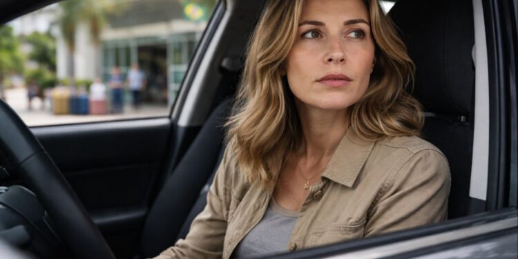 Uma mulher que caiu no golpe com Deep Fake dentro do carro