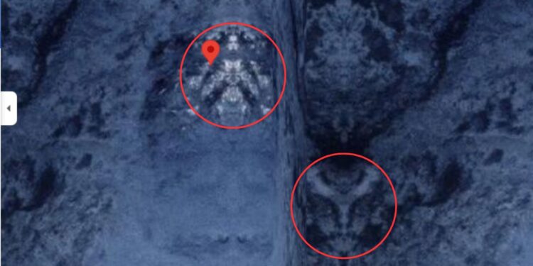 Imagem no Google Earth nas coordenadas 55°32'40.0"S 69°15'58.0"W