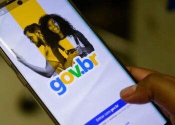 Uma pessoa faz o login com senha gov.br no aplicativo do celular