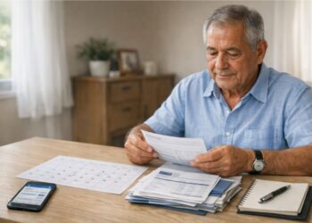 Um senhor procurando o número final do benefício INSS 2026