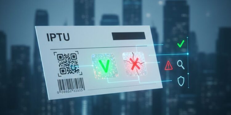 Um boleto digital de IPTU