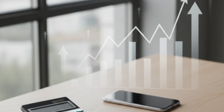 Um celular e calculadora representam investimentos que rendem 1% ao mês