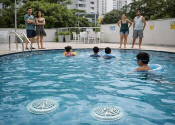 Uma piscina com crianças em segurança após a Lei Manuela em Campinas