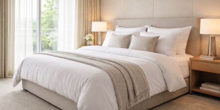 Um quarto que apresenta um luxo de hotel