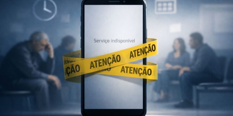 Ilustração do aplicativo Meu INSS fora do ar