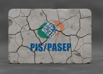 Imagem de tijolo trincado com "PIS/PASEP"