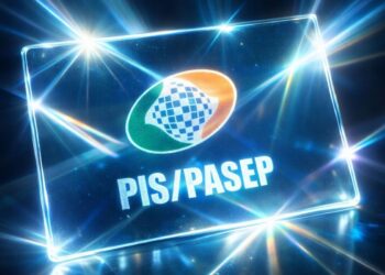 Um cartão metálico brilhante do PIS/PASEP