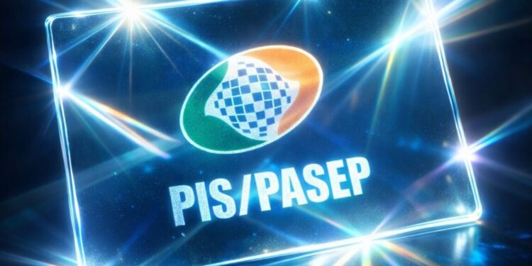 Um cartão metálico brilhante do PIS/PASEP