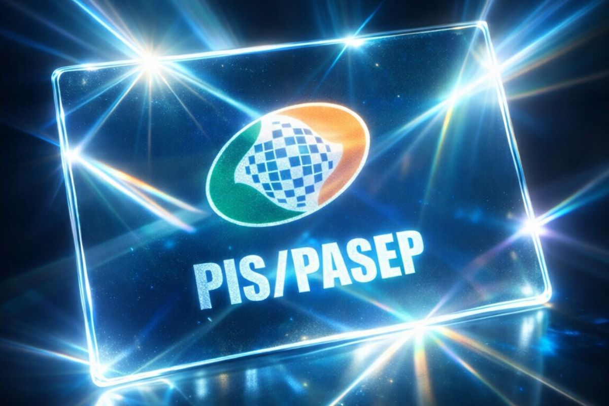 Um cartão metálico brilhante do PIS/PASEP