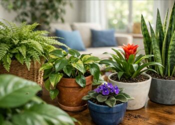 Plantas em vasos na casa