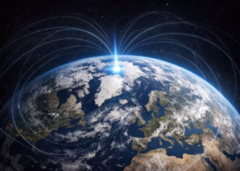 Imagem do Polo magnético da Terra em torno do planeta