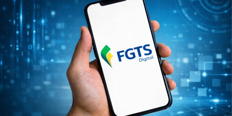 Um celular com o aplicativo do FGTS Digital
