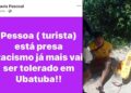 Imagem do salva-vdas algemado, ao lado a publicação da prefeita de Ubatuba, Flávia Pascoal
