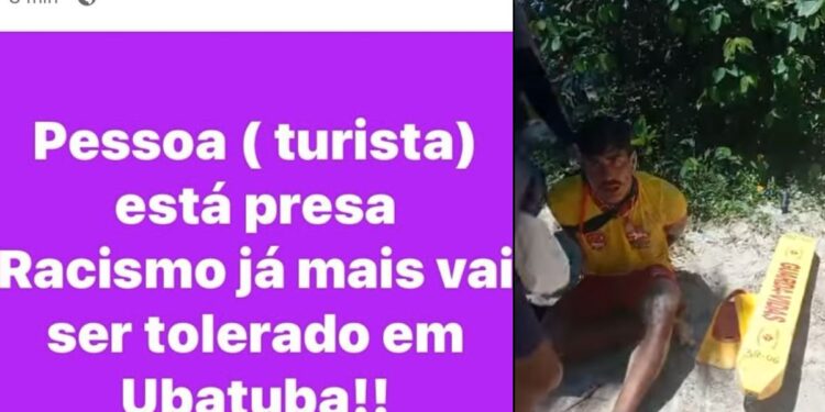 Imagem do salva-vdas algemado, ao lado a publicação da prefeita de Ubatuba, Flávia Pascoal