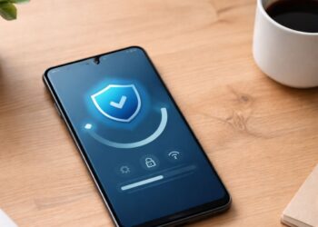 Celular da Samsumg sem atualização na mesa