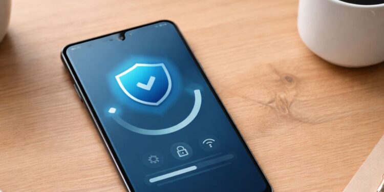 Celular da Samsumg sem atualização na mesa