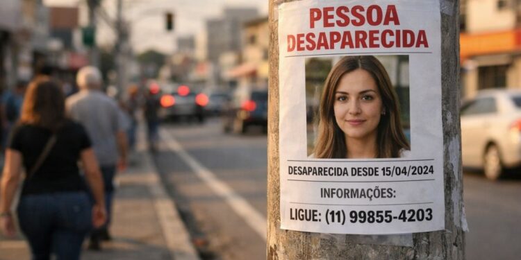 Um cartaz de desaparecimento no poste da rua