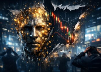 Rosto dourado enquanto o gráfico do Bitcoin (BTC/USD) cai