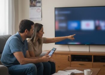 Uma família vendo a televisão com o plano da Disney+