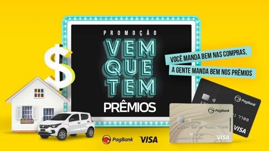 Promoção PagBank e Visa promove 180 sorteios semanais, 3 carros e 1 casa