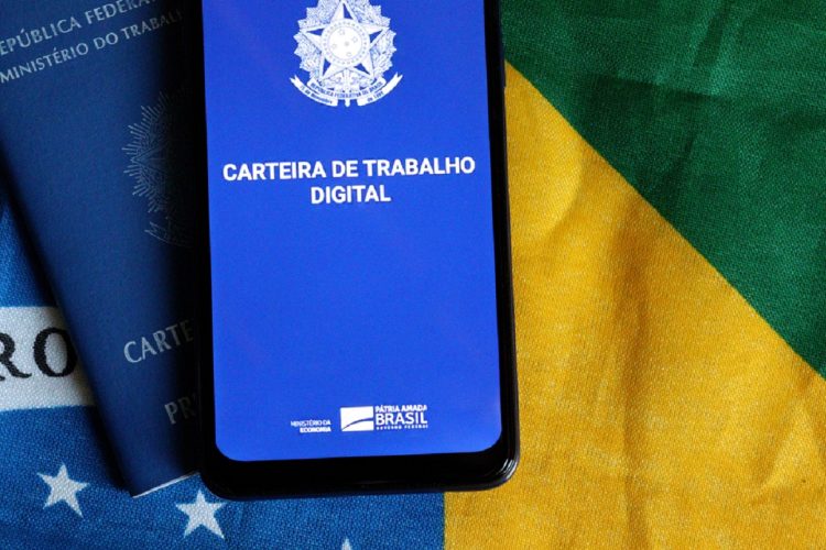 carteira de trabalho digital e bandeira