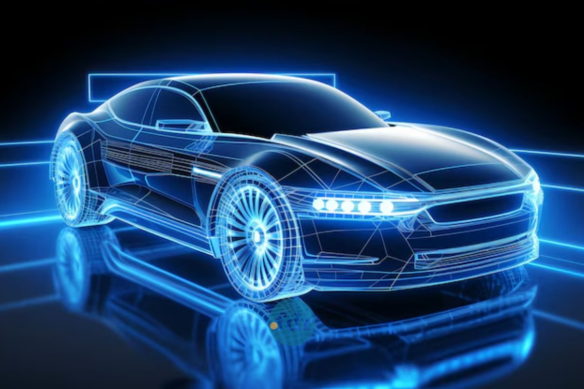 Um projeto de carro em neon: Ilustração de uma das 5 tecnologias automotivas mais populares