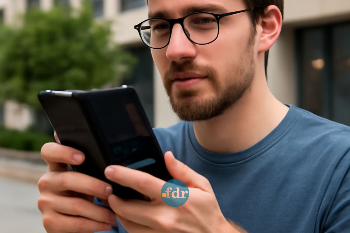 Um rapaz usando seu Celular dobrável 2025