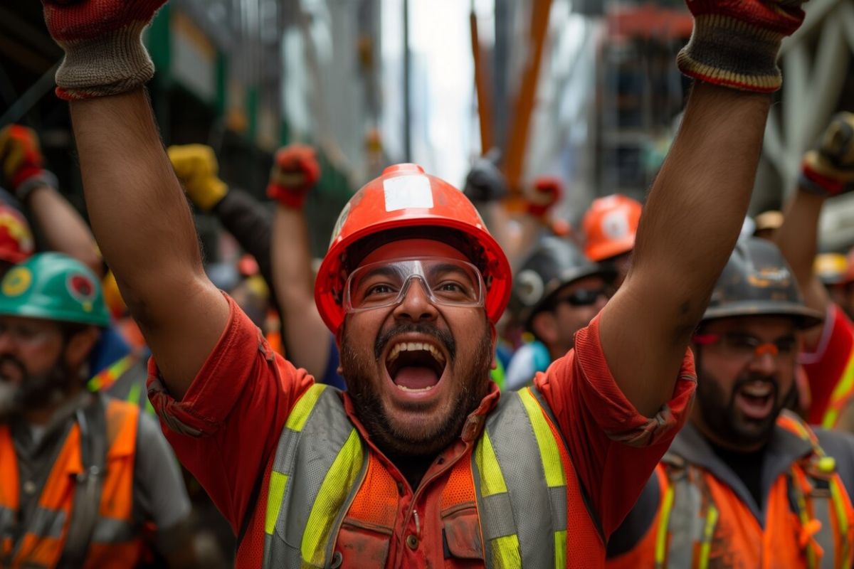 trabalhadores comemoram a decisão da Escala de trabalho 4x3