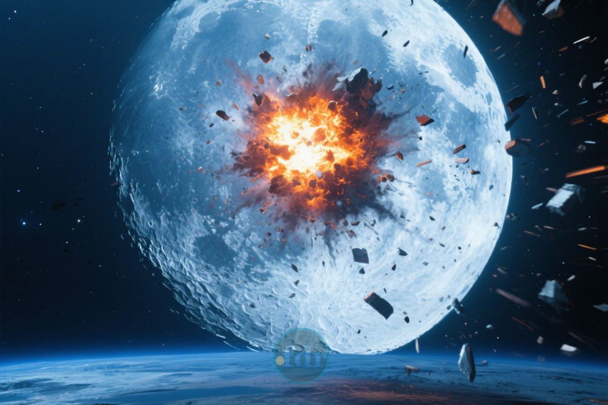 Imagem ilustrando uma explosão inédita na Lua