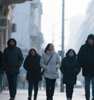Pessoas caminhando pela cidade mais gelada do Brasil