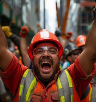 trabalhadores comemoram a decisão da  Escala de trabalho 4x3