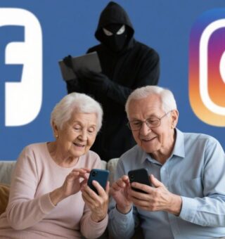 Dois idosos sentados no sofá depois que Facebook e Instagram atualizam