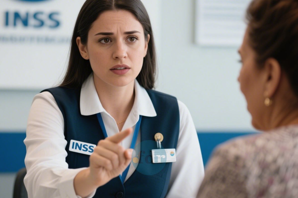 Uma atendente fala com a senhora que o INSS repensa e não vai mais liberar dinheiro