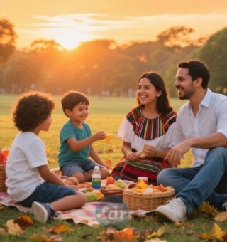 Uma família faz piquenique no parque de uma das cidades com MELHOR QUALIDADE DE VIDA