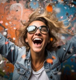 Uma mulher feliz ao descobrir como dar ROLÊ SEM GASTAR