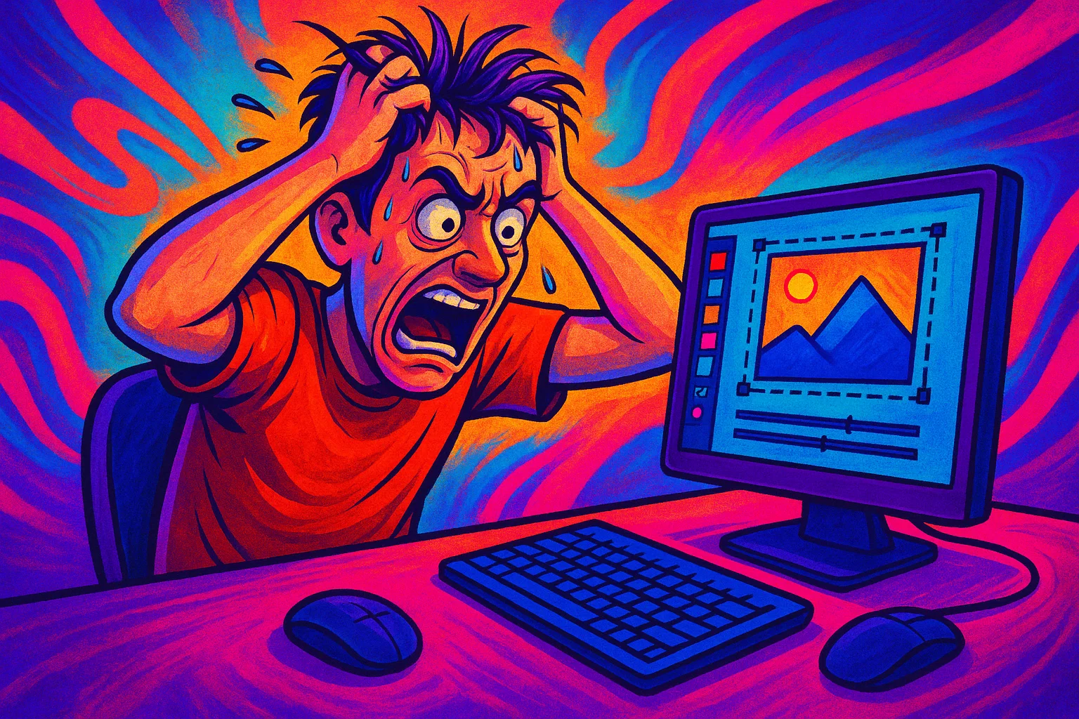 Um editor maluco vendo o Canva fora do ar